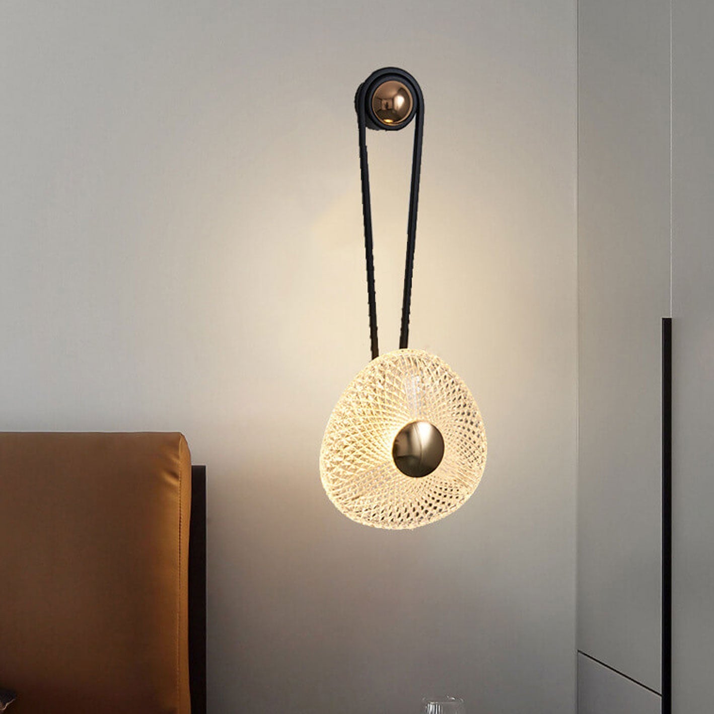 Light Wrought Iron Aluminum Round LED Wall Sconce Lamp