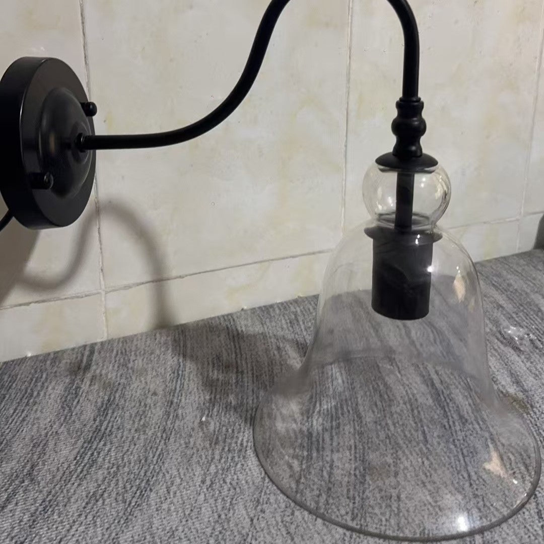 Vintage Clear Glass Bell 1-Light Wall Sconce Lamp
