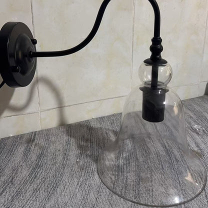 Vintage Clear Glass Bell 1-Light Wall Sconce Lamp