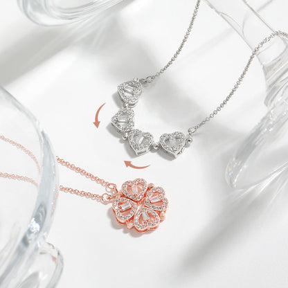 Four Heart Clover Pendant Necklace
