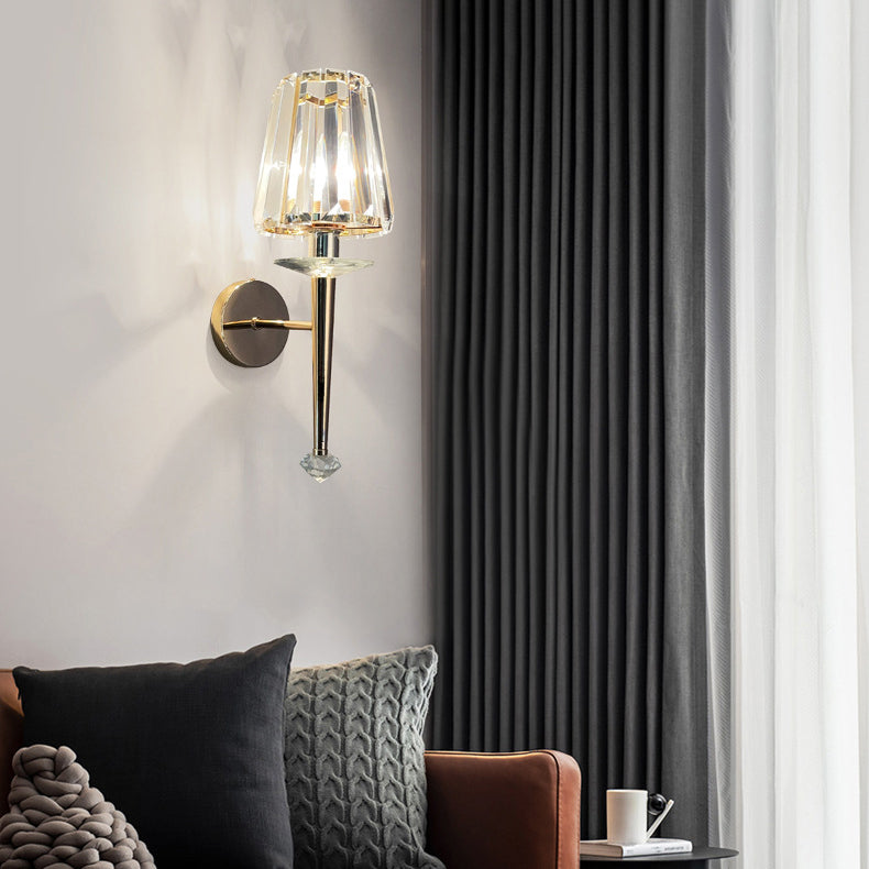 Metal Steel Crystal Ball Cylinder 1-Light Wall Sconce Lamp