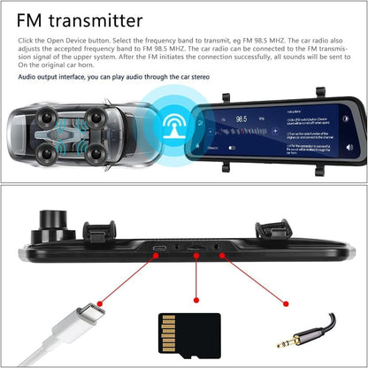 Mirror Dash Cam with GPS, 9.66in