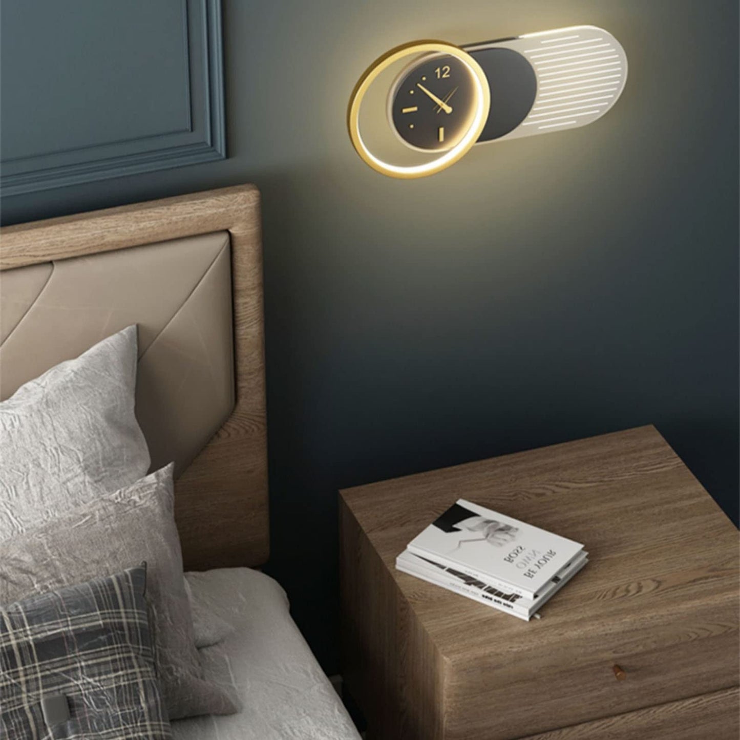 Nordic Iron Acrylic Clock Design LED Wall Sconce Lamp