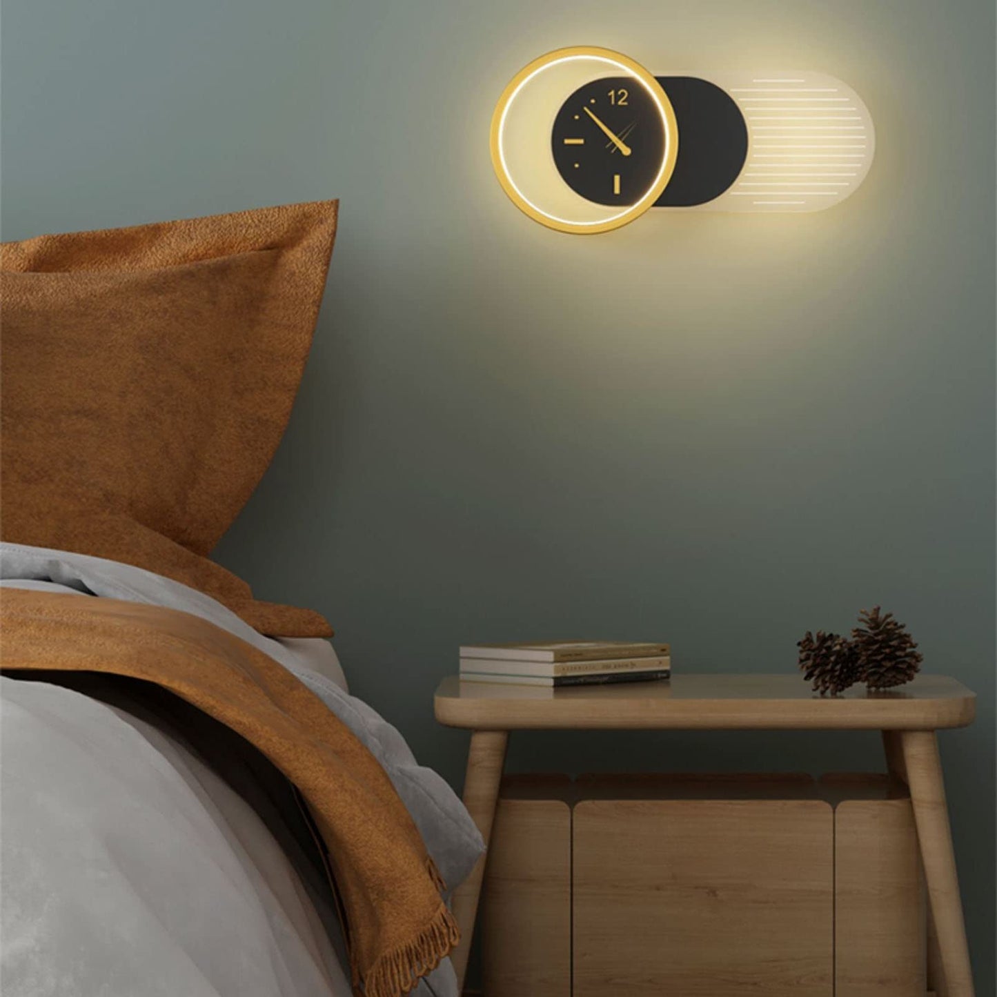 Nordic Iron Acrylic Clock Design LED Wall Sconce Lamp