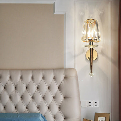 Metal Steel Crystal Ball Cylinder 1-Light Wall Sconce Lamp