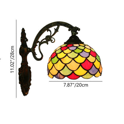Tiffany Stained Glass Alloy Dome 1-Light Wall Sconce Lamp