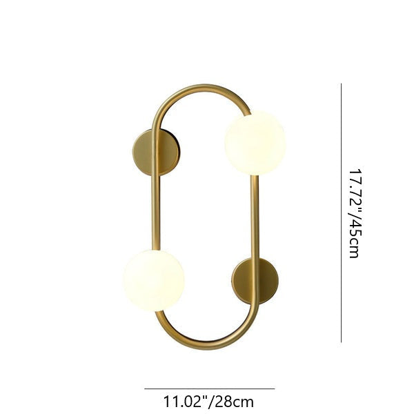 Nordic Iron Glass Ball Oval Ring 2-Light Wall Sconce Lamp