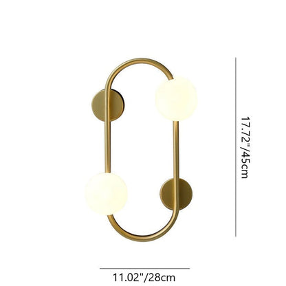 Nordic Iron Glass Ball Oval Ring 2-Light Wall Sconce Lamp