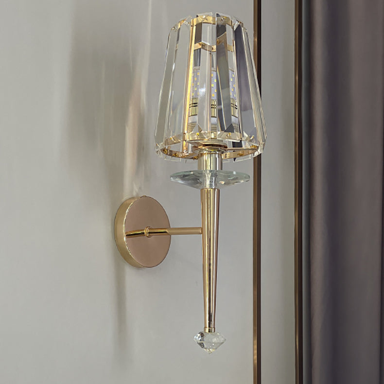Metal Steel Crystal Ball Cylinder 1-Light Wall Sconce Lamp