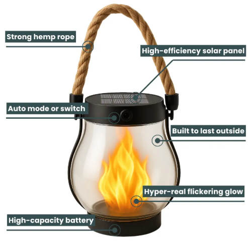 Solar Flame Light, Waterproof Flickering Torch
