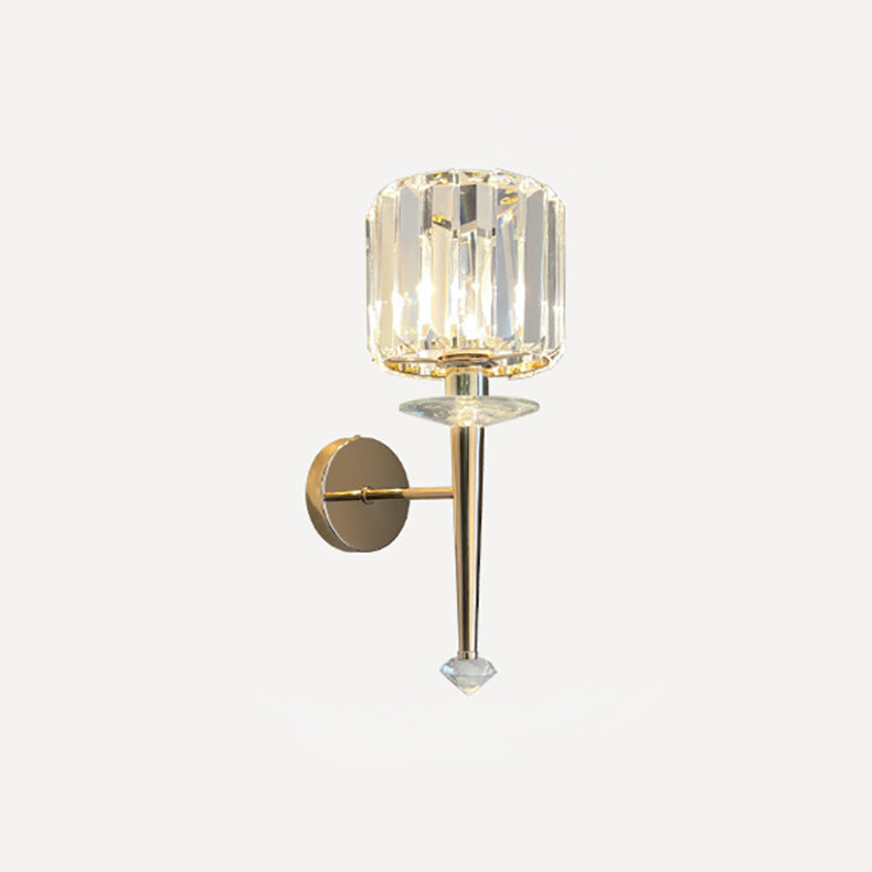 Metal Steel Crystal Ball Cylinder 1-Light Wall Sconce Lamp