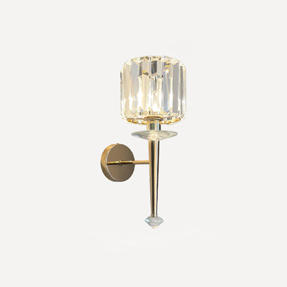 Metal Steel Crystal Ball Cylinder 1-Light Wall Sconce Lamp