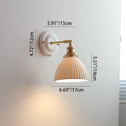 Traditional Vintage Ceramic Brass 1-Light Wall Sconce