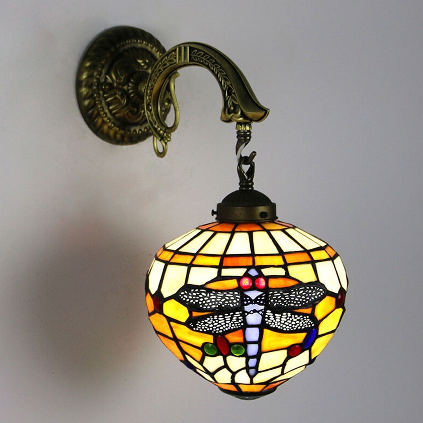 Tiffany Globe Stained Glass 1-Light Wall Sconce Lamp