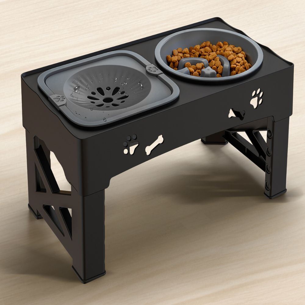Adjustable Raised Dog Slow Feeder Bowl