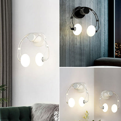 Glass Creative Headphone Design 2-Light Wall Sconce Lamp