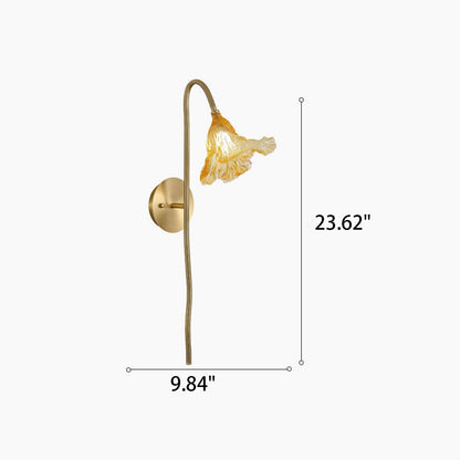 Chinese Lotus Glass Lamp Design 1-Light Wall Sconce Lamp