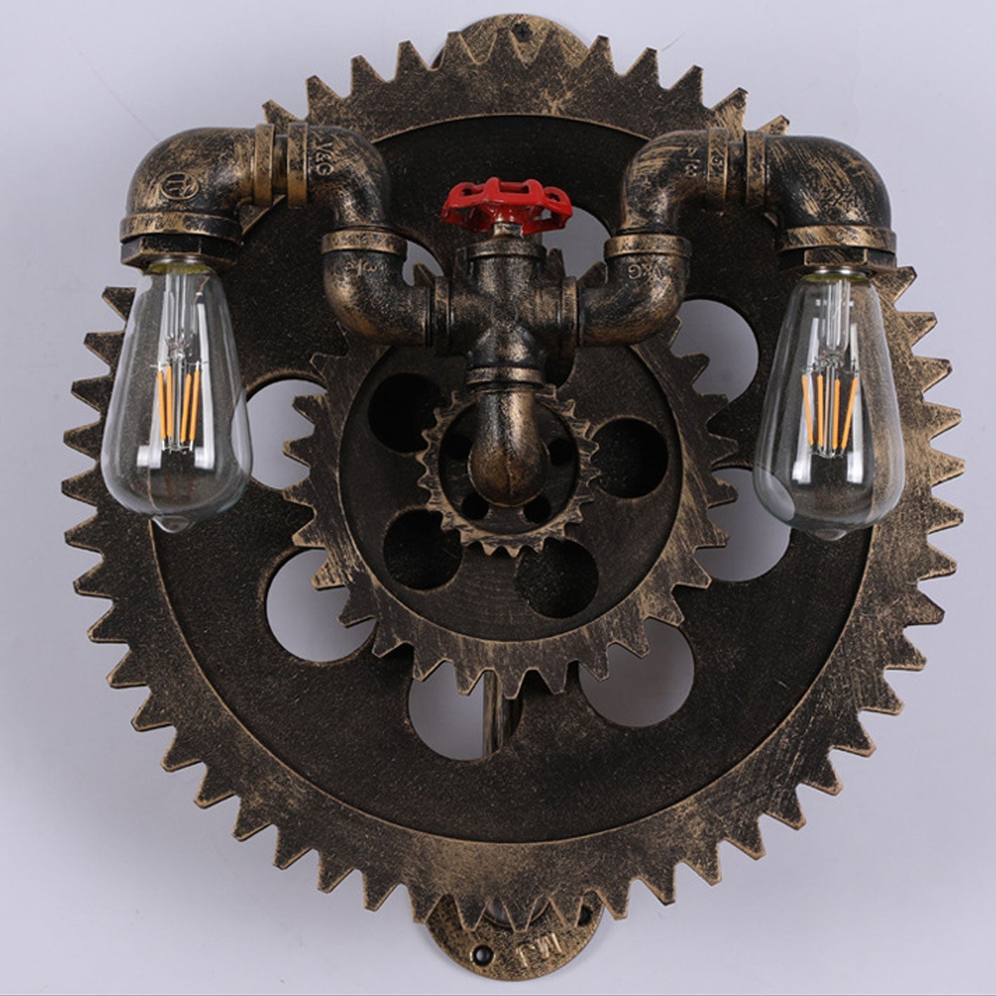 Gear-shaped Wrought Iron 1/2-Light Wall Sconce Lamp