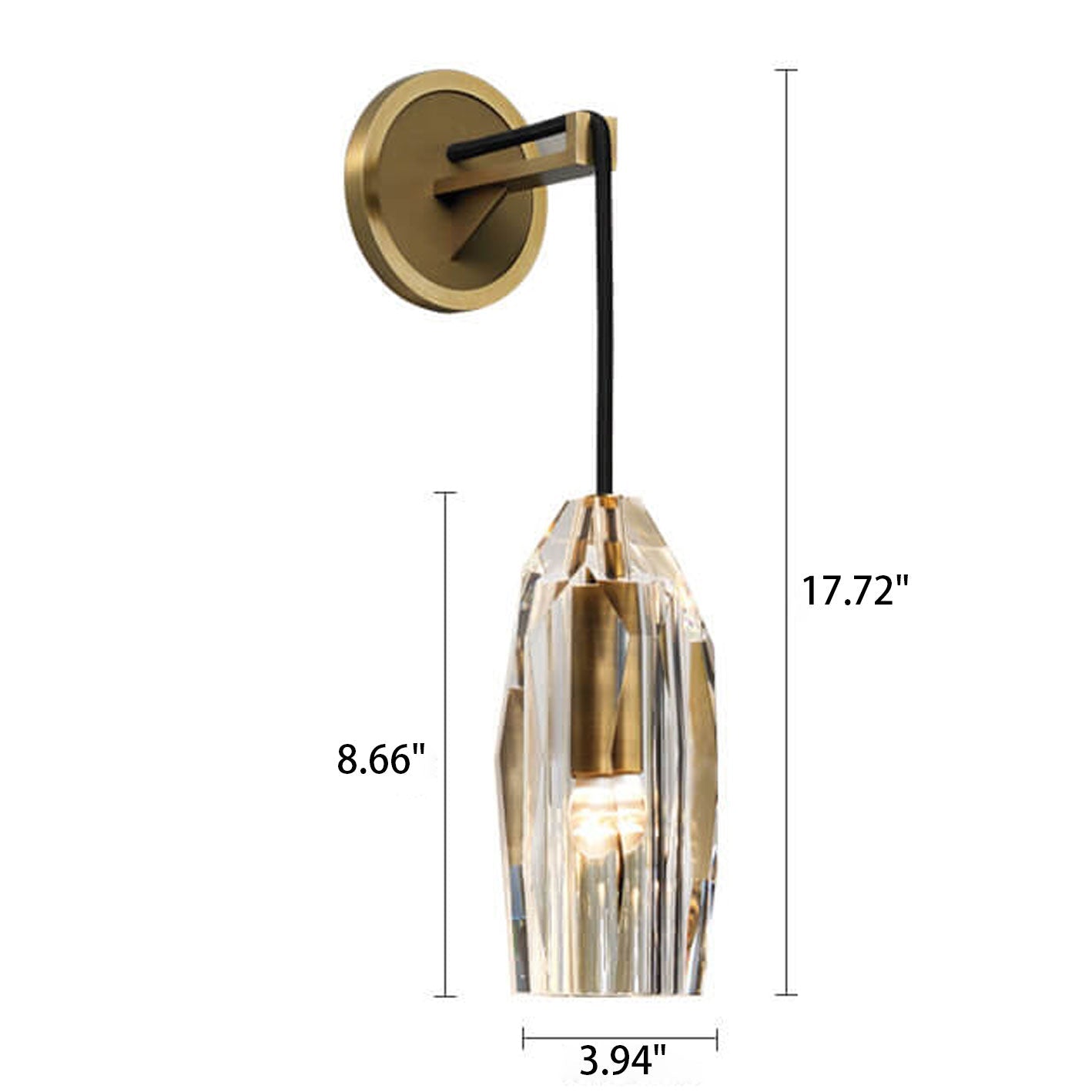 Luxury Crystal Column Copper 1- Light Wall Sconce Lamp