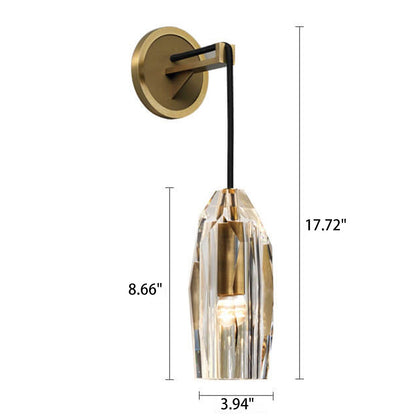 Luxury Crystal Column Copper 1- Light Wall Sconce Lamp