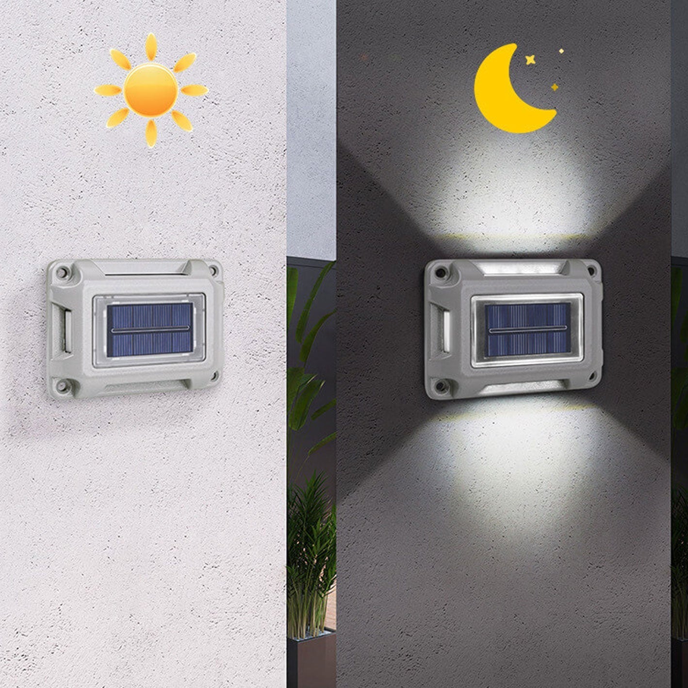 Solar Garden Bidirectional Lighting Wall Sconce Lamp