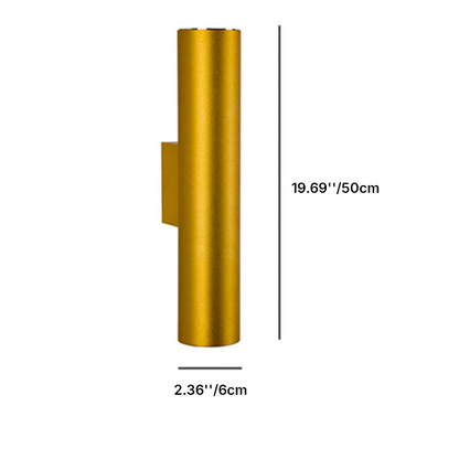 Round Aluminum Cylindrical 2-Light Wall Sconce Lamp