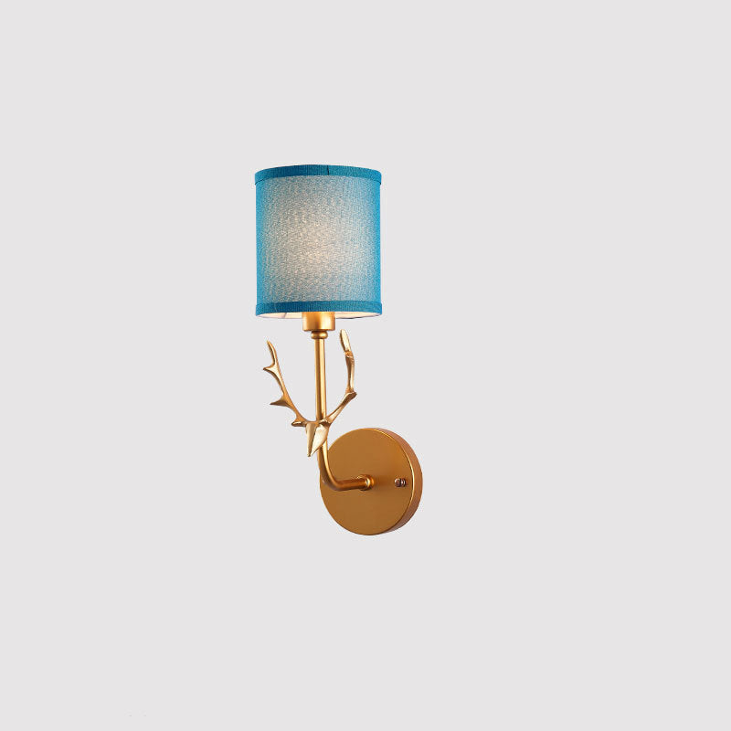 Industrial Fabric Deer Head Design 1-Light Wall Sconce Lamp