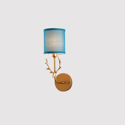 Industrial Fabric Deer Head Design 1-Light Wall Sconce Lamp