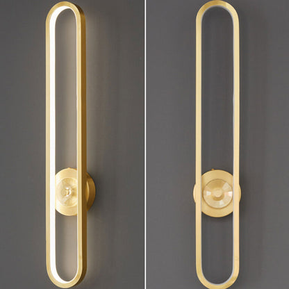 Light Luxury Full Brass Long Ring LED Wall Sconce Lamp