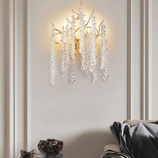 Light Luxury Tree Branch Crystal 3-Light Wall Sconce Lamp