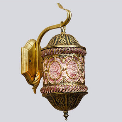 Southeast Style Hollow Iron Pink 1-Light Wall Sconce Lamp