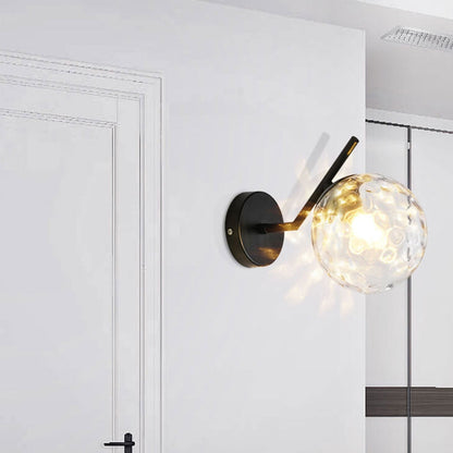 Minimalist Glass Ball Curve Lamp Arm 1-Light Wall Sconce