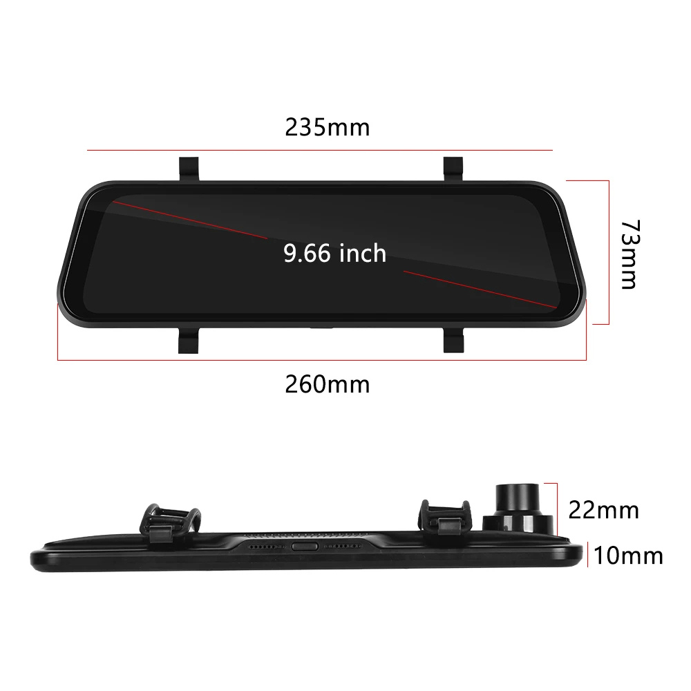 Mirror Dash Cam with GPS, 9.66in