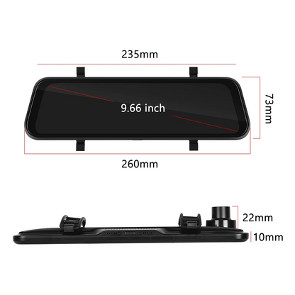 Mirror Dash Cam with GPS, 9.66in