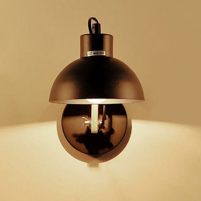 Semicircle Solid Wood Wrought Iron 1-Light Wall Sconce Lamp