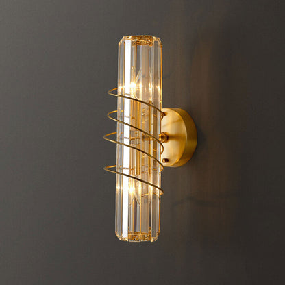Brass Crystal Geometric Ring 2/3 Light Wall Sconce Lamp