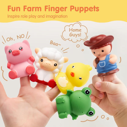Wooden Train Set with Farm Animals