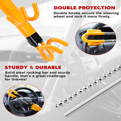 Steering Wheel Lock with Four-Hook Grip