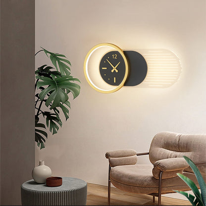 Nordic Iron Acrylic Clock Design LED Wall Sconce Lamp
