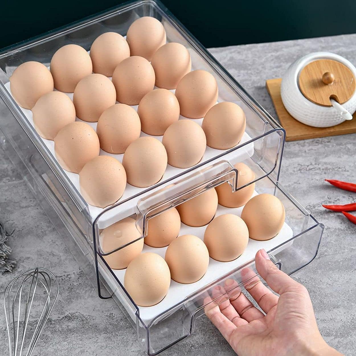 Stackable Egg Container Holder for Fridge
