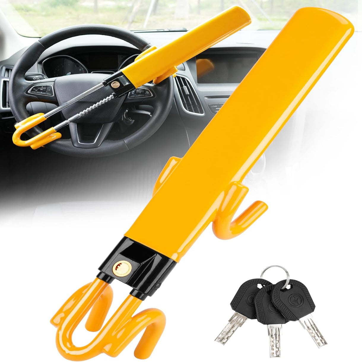 Steering Wheel Lock with Four-Hook Grip