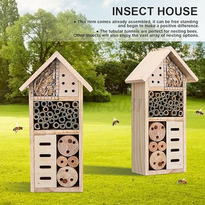 Wooden Bee House Insect Shelter for Gardens