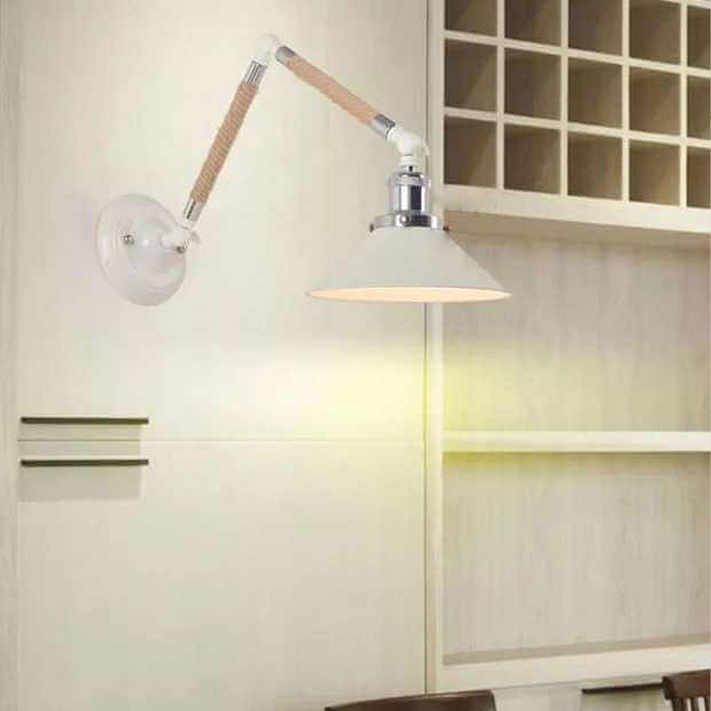 Vintage Twine Woven Cone Shade 1-Light Wall Sconce Lamp