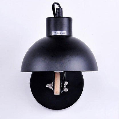 Semicircle Solid Wood Wrought Iron 1-Light Wall Sconce Lamp