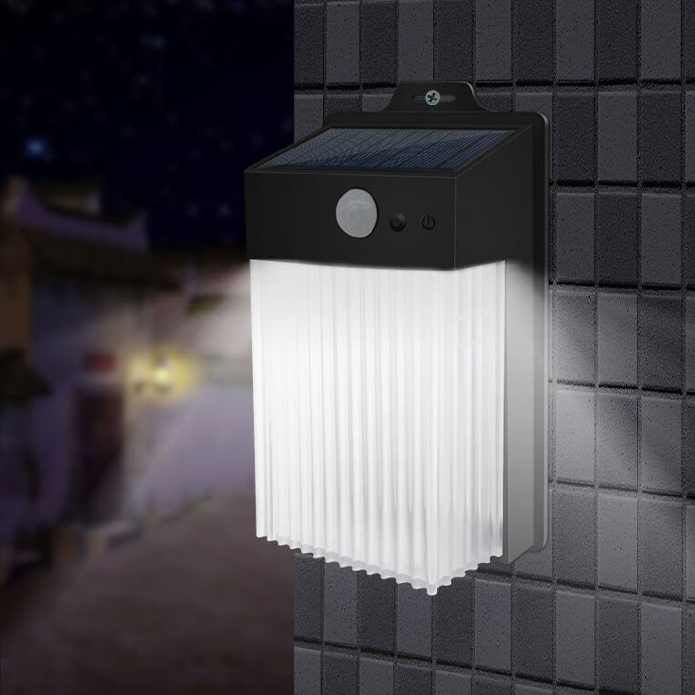 Solar Sensor Square LED Outdoor Garden Wall Sconce Lamp