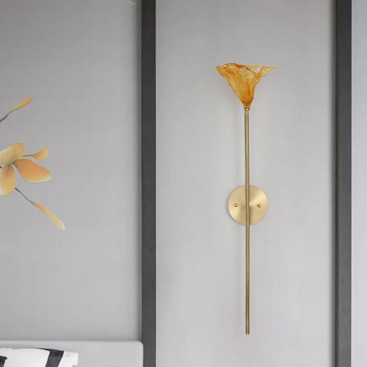 Chinese Lotus Glass Lamp Design 1-Light Wall Sconce Lamp