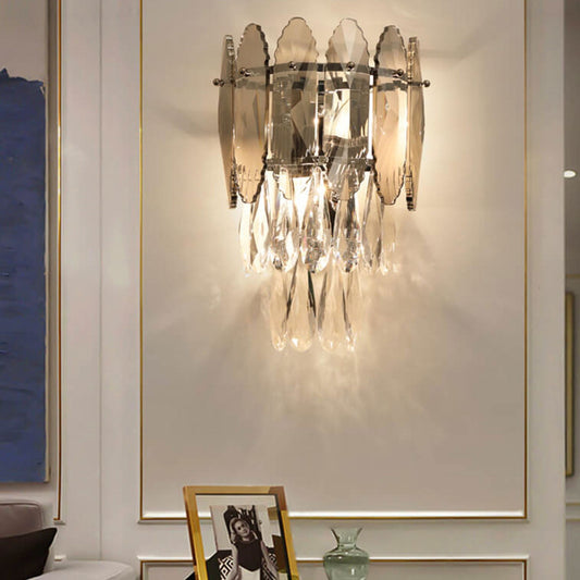 Luxury Crystal Multi-Layer Column 1-Light Wall Sconce Lamp