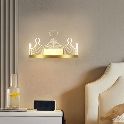 Light Luxury Crown Gold Iron Acrylic LED Wall Sconce Lamp