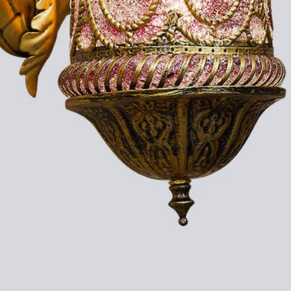Southeast Style Hollow Iron Pink 1-Light Wall Sconce Lamp