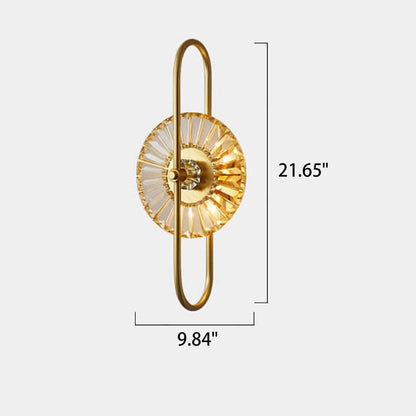 Brass Crystal Geometric Ring 2/3 Light Wall Sconce Lamp